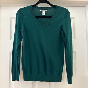 Amazon Essentials V Neck Pullover Sweater Green sz XS